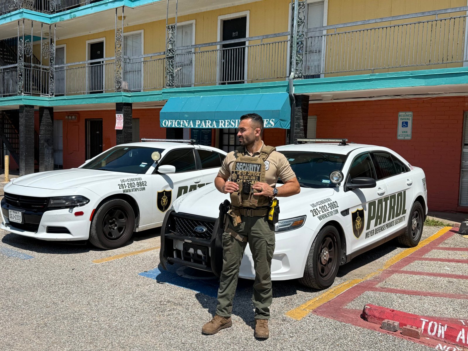 Houston security guard company patrol vehicles and armed security guards