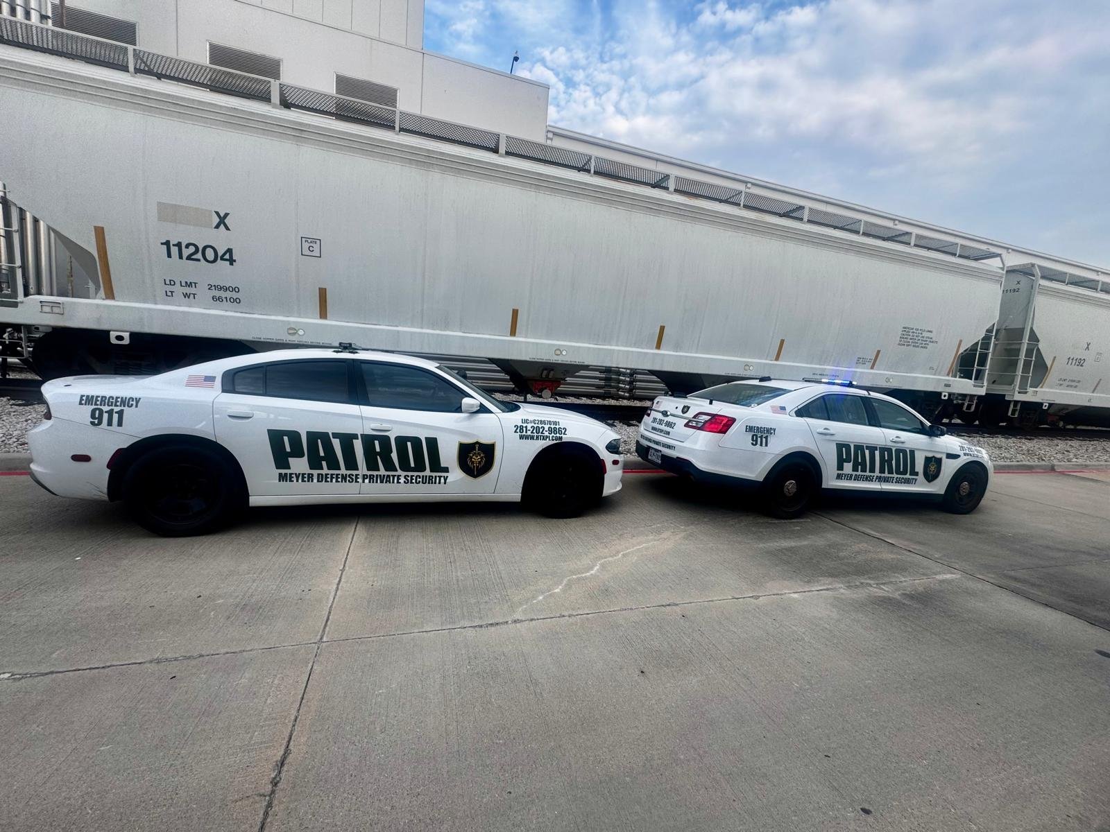 Security Guards near Houston on night patrol at an industrial yard