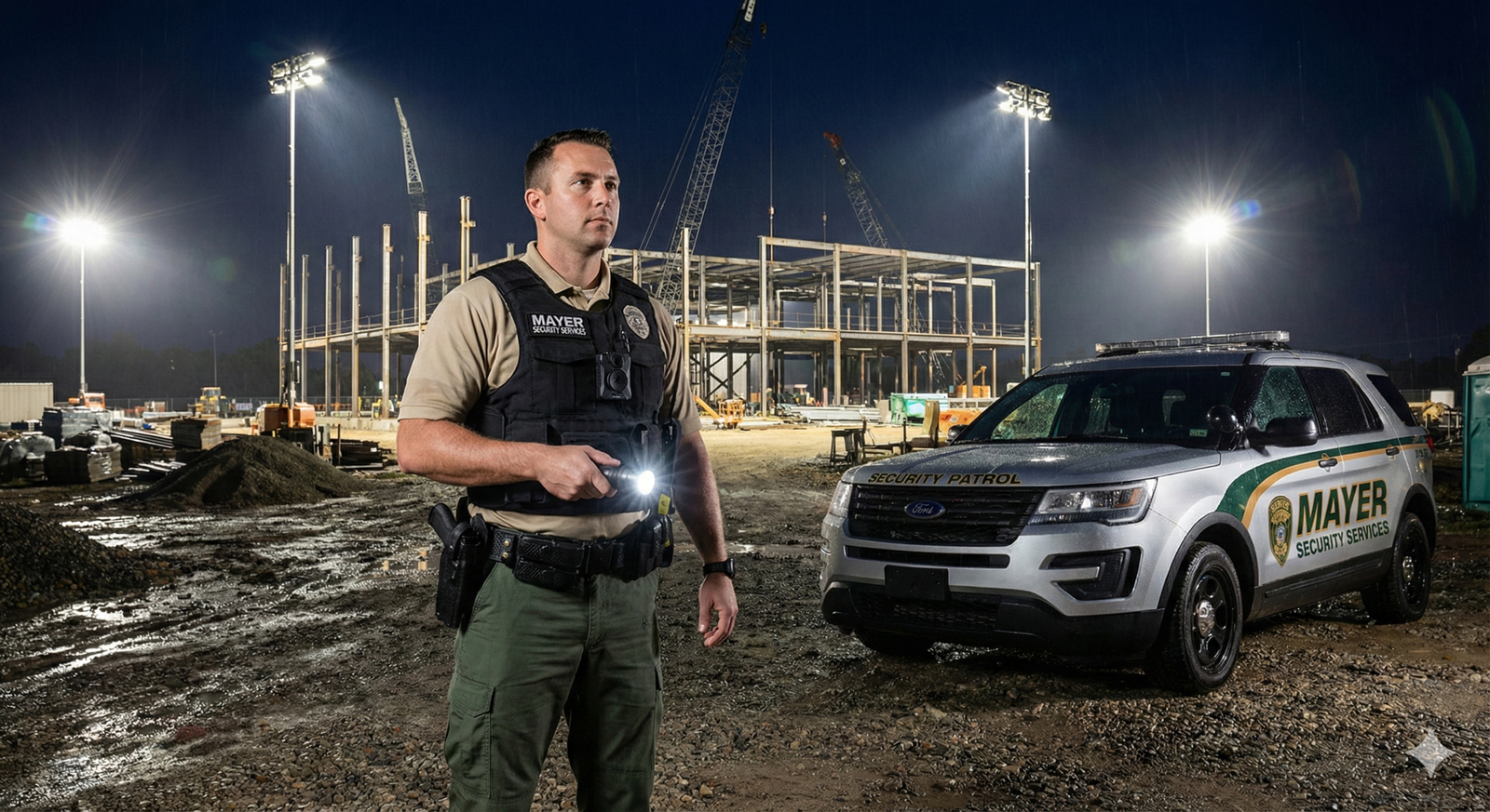 Security coverage at an active construction site in Texas, protecting tools, materials, and equipment after hours.