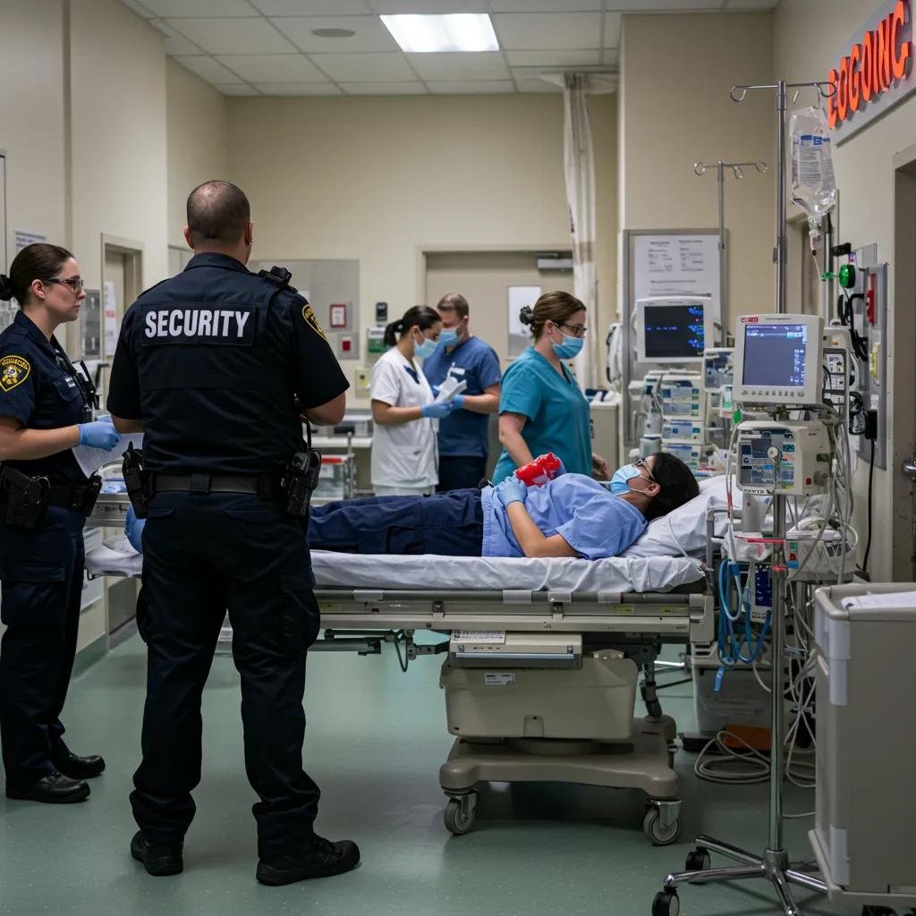 Mayer Security officers in emergency room ensuring patient and staff safety