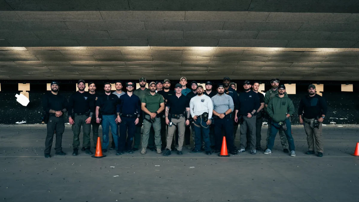 Mayer Security firearms training class at a range in Georgetown, near Austin, Texas