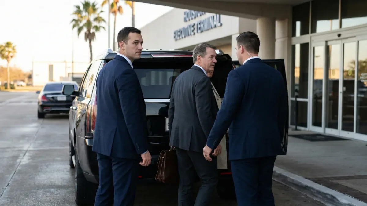 Mayer Security secure transportation detail with executive vehicle