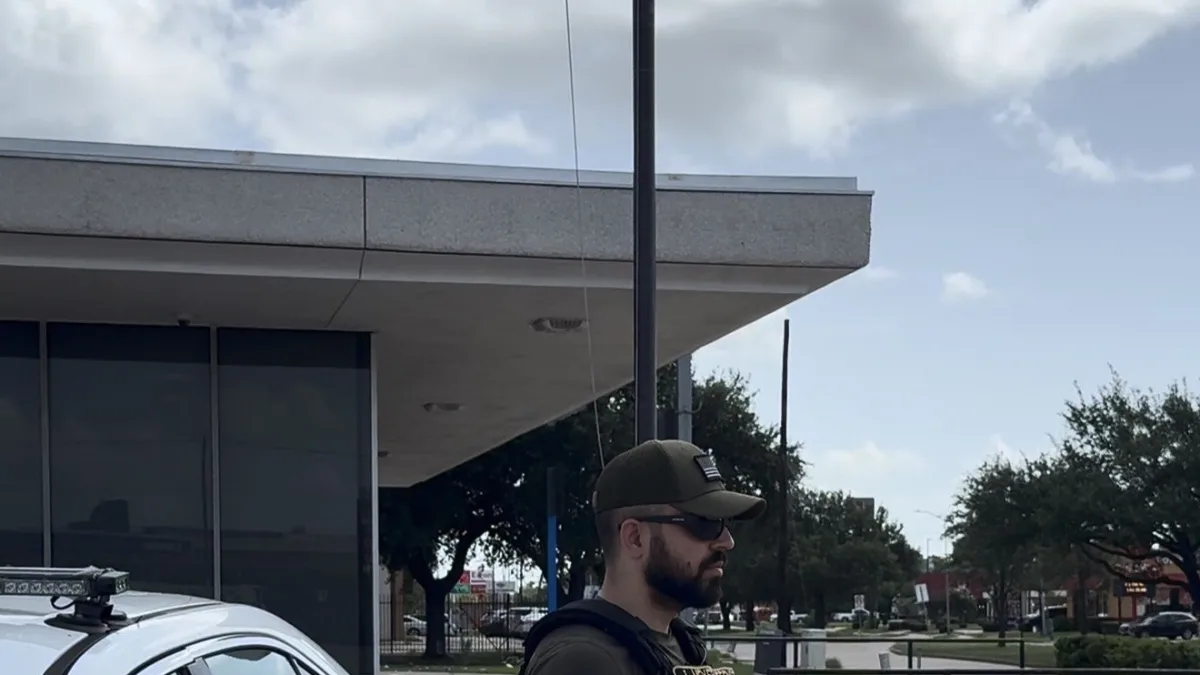Uniformed Mayer Security officer on post in Houston, Texas